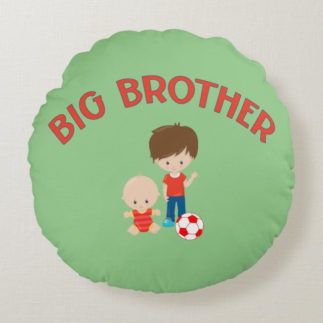 Big Brother with Baby Brother Round Pillow (Front)