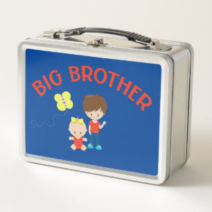 Big Brother with Baby Sister Personalized Metal Lunch Box
