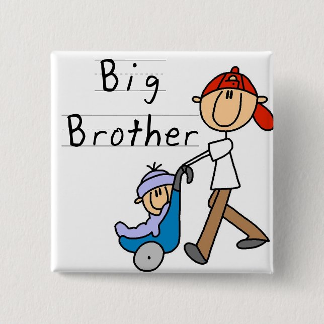 Big Brother With Little Brother 2 Inch Square Button (Front)