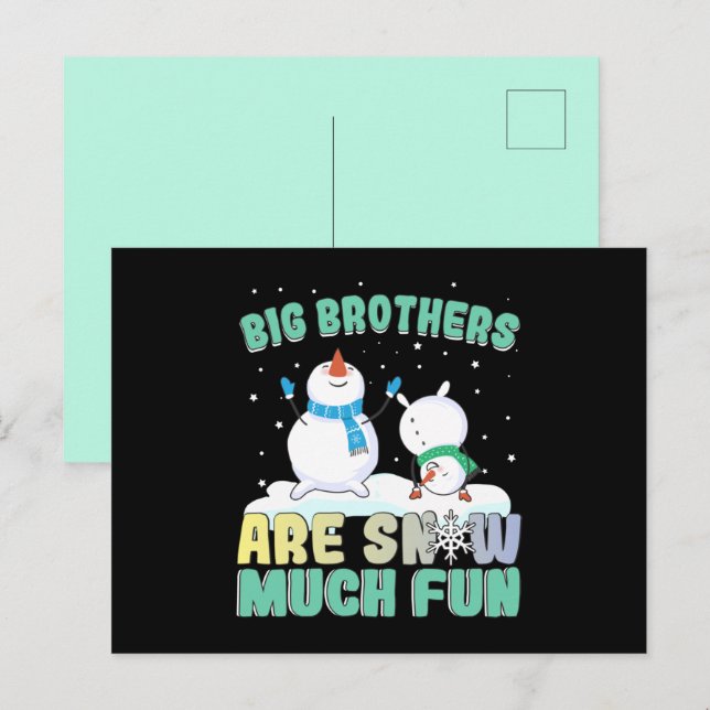 Big Brothers are Snow Much Fun - Holiday Snowman Postcard (Front/Back)
