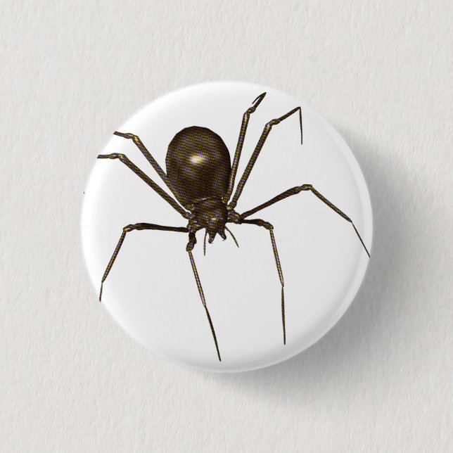 Big Brown 3D Halftone Spider 1 Inch Round Button (Front)