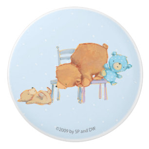 Big Brown Bear, Calico, & Floppy Share Two Chairs Ceramic Knob