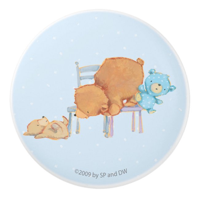 Big Brown Bear, Calico, & Floppy Share Two Chairs Ceramic Knob (Front)