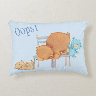 Big Brown Bear, Calico, & Floppy Share Two Chairs Decorative Pillow