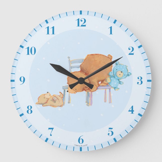 Big Brown Bear, Calico, & Floppy Share Two Chairs Large Clock (Front)