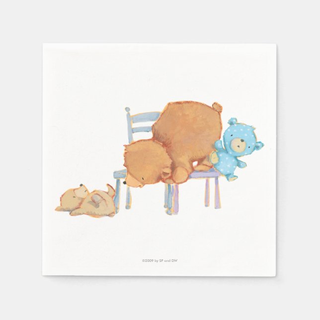 Big Brown Bear, Calico, & Floppy Share Two Chairs Napkin (Front)