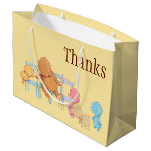 Big Brown Bear & Friends Share Four Chairs Large Gift Bag