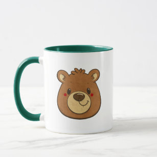 big brown bear head in vintage style mug