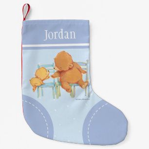 Big Brown Bear Helps Little Yellow Bear Small Christmas Stocking
