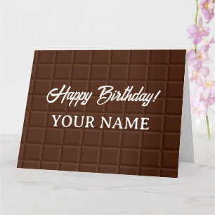 Big brown chocolate candy bar Birthday greeting Card