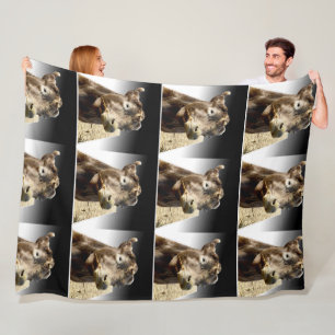 Big Brown Cow Face Munching, Fleece Blanket