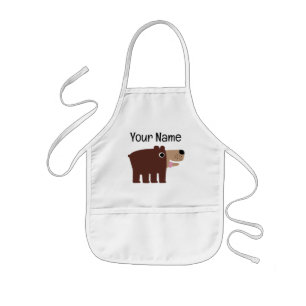 Big brown cub bear cartoon kid's bib apron