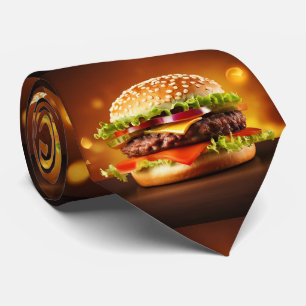  Big Brown Hamburger Neck Tie 