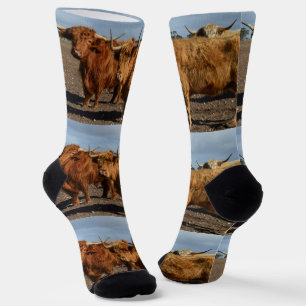 Big Brown Highland Cows, Crew Socks