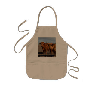 Big Brown Highland Cows, Kids Apron