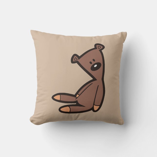 Big Brown Teddy Bear Throw Pillow (Front)