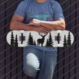 Big Buck Among Pine Tree Vector  Skateboard