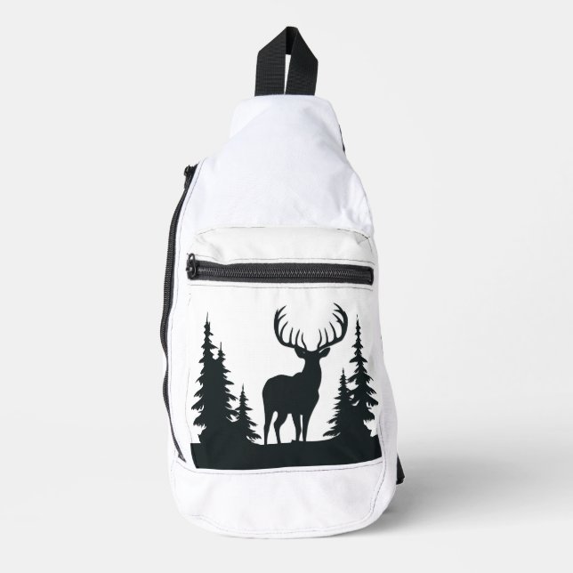 Big Buck Among Pine Trees Sling Bag (Front)