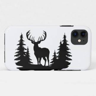 Big Buck Among Pine Trees Vector iPhone 11 Case