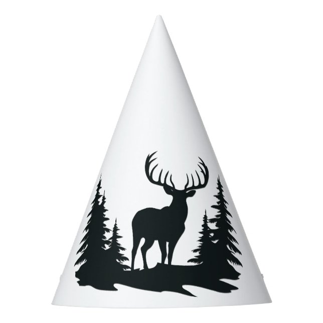 Big Buck Among Pine Trees Vector  Party Hat (Front)