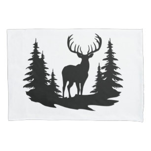 Big Buck Among Pine Trees Vector  Pillowcase