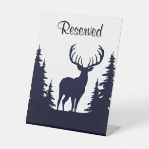 Big Buck Among Pine Trees Vector Reserved Pedestal Sign