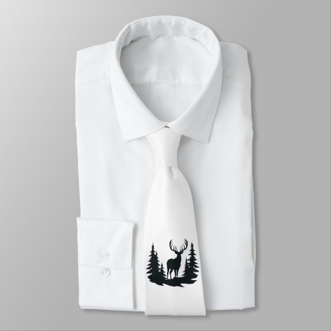 Big Buck Among Pine Trees Vector  Tie (Tied)