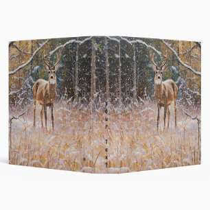 Big Buck Deer in Snow Wild Animal Art Notebook Binder