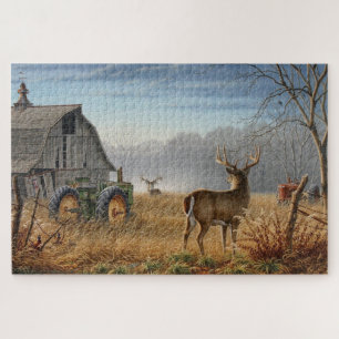 Big Buck  Deer Showdown On The Farm Jigsaw Puzzle