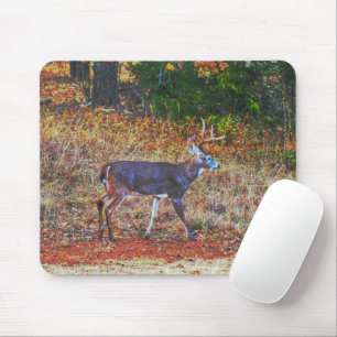 Big Buck Deer Waking Through a Meadow Art  Mouse Pad