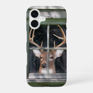 big buck in rustic window iPhone 16 case
