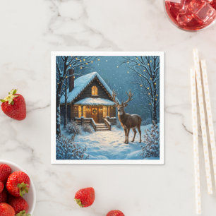 Big Buck's Snowy Christmas Visit Napkin