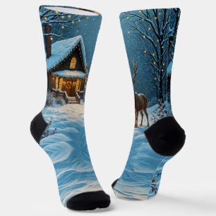 Big Buck's Snowy Christmas Visit Socks