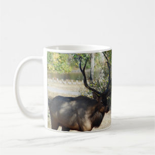 Big Bull Elk Chasse Mancave Design Coffee Mug Cup