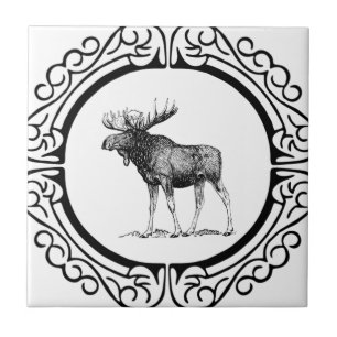 big bull moose art tile