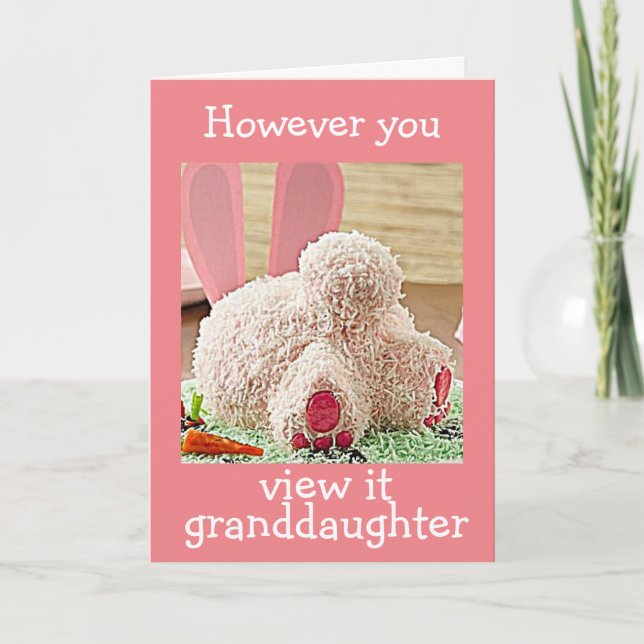 BIG BUNNY BUTT EASTER GREETING GRANDDAUGHTER HOLIDAY CARD (Front)