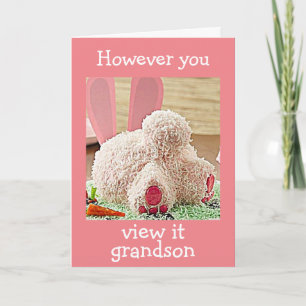 BIG BUNNY BUTT EASTER GREETING "GRANDSON" EASTER  HOLIDAY CARD