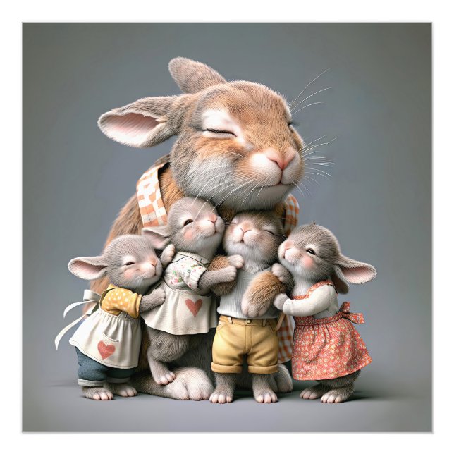 Big Bunny With Babies Photo Print (Front)
