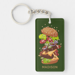 Big Burger custom name & colour key chain