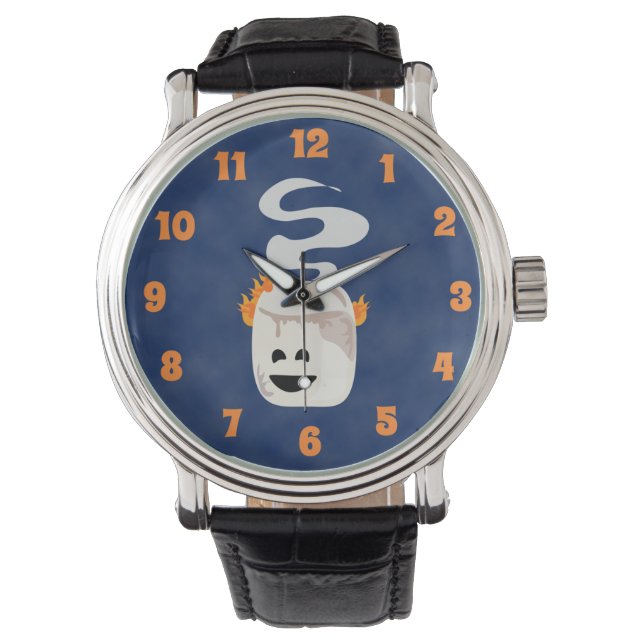 Big Burning Marshmallow Cute Cartoon Fun Watch (Front)