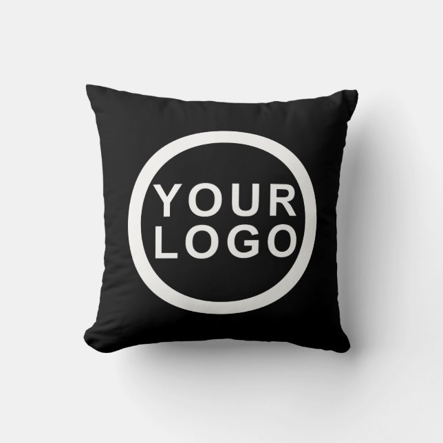 Big Business Company Logo Promotional Brand Black Throw Pillow (Front)