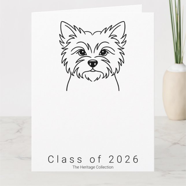Big Cairn Terrier Portrait Graduation Card Class o (Front)