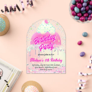  big cake design birthday party acrylic invitations