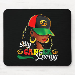 Big Cancer Energy Black Women Afro Girls Astrology Mouse Pad