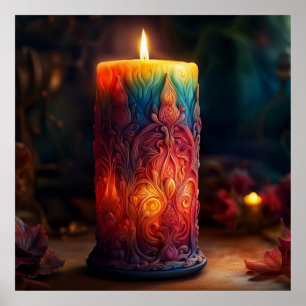 Big candle with vibrant colors poster