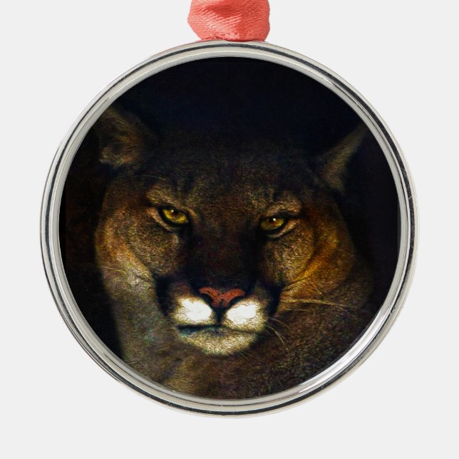 Big Cat Cougar Mountain Lion Art Design Metal Ornament (Front)