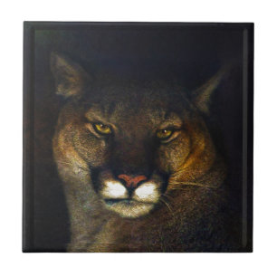Big Cat Cougar Mountain Lion Art Design Tile