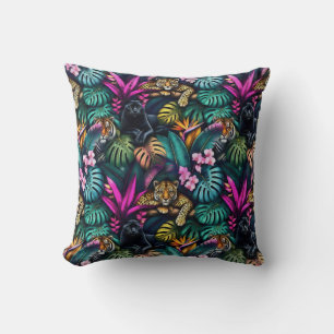 Big Cat Dreams Seamless Surface Pattern Throw Pillow