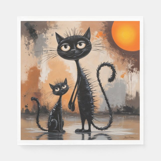 Big Cat Little Cat Halloween  Napkin (Front)