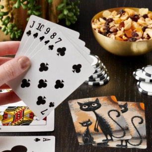 Big Cat Little Cat Halloween Playing Cards